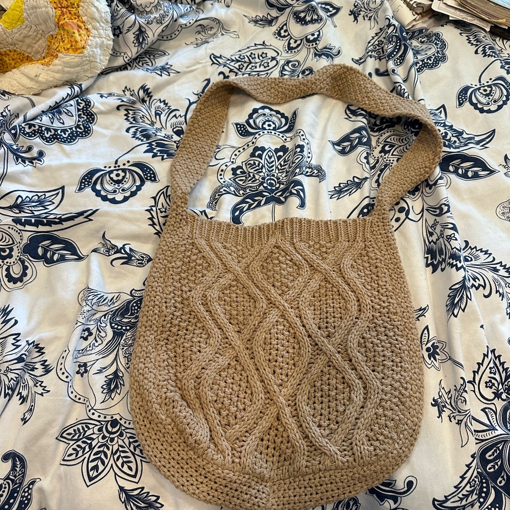 Hand knit cable purse
